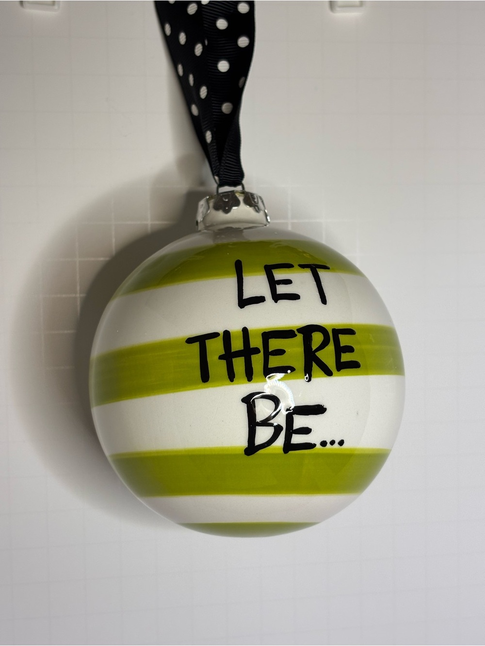 Let There Be Peace On Earth Green Striped Christmas Ornament